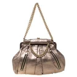 Christian Louboutin Metallic Leather Loubinette Hobo