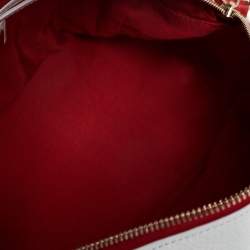 Pre Owned Christian Loboutin White/Red Leather Studded Panettone Satchel 