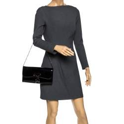 Pre Owned Christian Louboutin Black Patent Leather Riviera Clutch