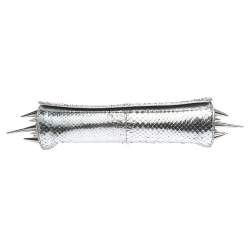 Christian Louboutin Metallic Silver Snakeskin Effect Leather Marquise Spiked Clutch
