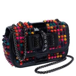 Christian Louboutin Black Leather Mini Spiked Sweet Charity Shoulder Bag
