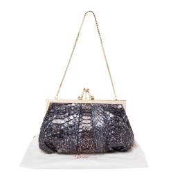 Christian Louboutin Blue Python Loubi Lula Chain Clutch