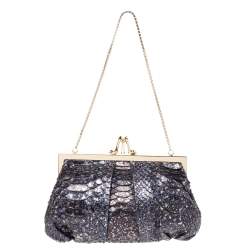 Christian Louboutin Blue Python Loubi Lula Chain Clutch