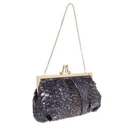 Christian Louboutin Blue Python Loubi Lula Chain Clutch