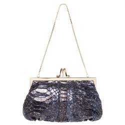 Christian Louboutin Blue Python Loubi Lula Chain Clutch