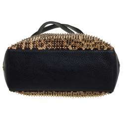 Christian Louboutin Black/Brown Leopard Print Calfhair and Leather Spike Panettone Tote