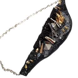 Christian Louboutin Black Leather Artemis Studded Shoulder Bag