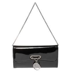 Christian Louboutin Black Patent Leather Riviera Clutch