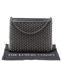 Christian Louboutin Black Leather Large Triloubi Spiked Shoulder Bag