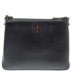 Christian Louboutin Black Leather Large Triloubi Spiked Shoulder Bag