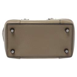 Christian Louboutin Khaki Green Leather and Dune Afridiam Fabric Small Eloise Satchel