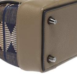 Christian Louboutin Khaki Green Leather and Dune Afridiam Fabric Small Eloise Satchel
