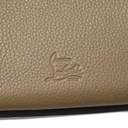 Christian Louboutin Khaki Green Leather and Dune Afridiam Fabric Small Eloise Satchel
