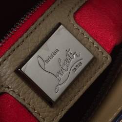 Christian Louboutin Khaki Green Leather and Dune Afridiam Fabric Small Eloise Satchel