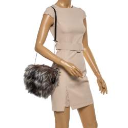 Pre Owned Christian Louboutin Tri Color Fox Fur Anastasia Clutch Bag