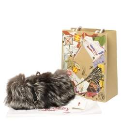 Pre Owned Christian Louboutin Tri Color Fox Fur Anastasia Clutch Bag