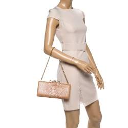Christian Louboutin Tan Python Cleo Clutch