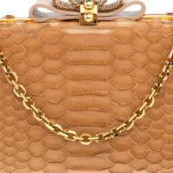 Christian Louboutin Tan Python Cleo Clutch