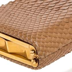 Christian Louboutin Tan Python Cleo Clutch