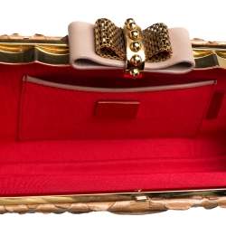 Christian Louboutin Tan Python Cleo Clutch
