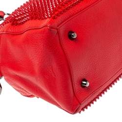 Christian Louboutin Red Leather Panettone Spiked Satchel