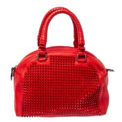 Christian Louboutin Red Leather Panettone Spiked Satchel