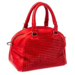 Christian Louboutin Red Leather Panettone Spiked Satchel