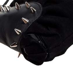 Christian Louboutin Black Suede and Leather Spiked Wristlet Clutch