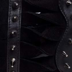 Christian Louboutin Black Suede and Leather Spiked Wristlet Clutch