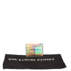 Christian Louboutin Silver Holographic Leather Card Holder