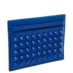 Christian Louboutin Electric Blue Leather Kios Rockstud Card Holder 
