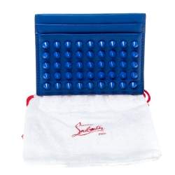 Christian Louboutin Electric Blue Leather Kios Rockstud Card Holder 