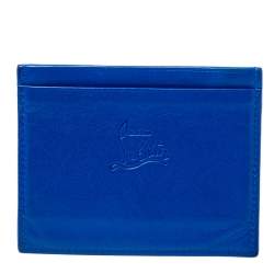 Christian Louboutin Electric Blue Leather Kios Rockstud Card Holder 