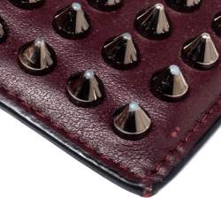 Pre Owned حافظة بطاقات كريستيان لوبوتان كيوس روكستد جلد كستنائي 