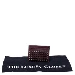 Pre Owned حافظة بطاقات كريستيان لوبوتان كيوس روكستد جلد كستنائي 