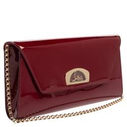 Christian Louboutin Red Patent Leather Vero Dodat Chain Clutch