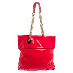 Christian Louboutin Neon Pink Patent Leather Chain Tote 