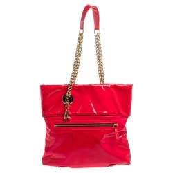 Christian Louboutin Neon Pink Patent Leather Chain Tote 