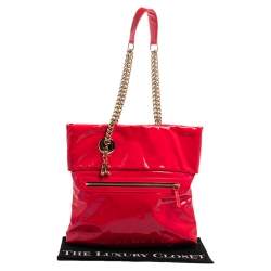 Christian Louboutin Neon Pink Patent Leather Chain Tote 
