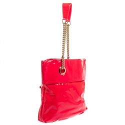 Christian Louboutin Neon Pink Patent Leather Chain Tote 