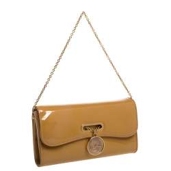 Christian Louboutin Beige Patent Leather Riviera Clutch
