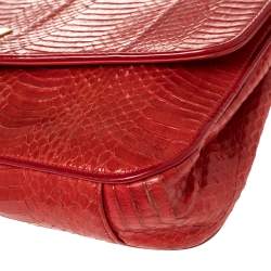 Christian Louboutin Red Python Skin Front Flap Shoulder Bag