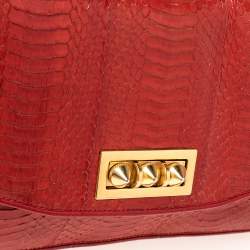 Christian Louboutin Red Python Skin Front Flap Shoulder Bag
