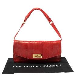 Christian Louboutin Red Python Skin Front Flap Shoulder Bag