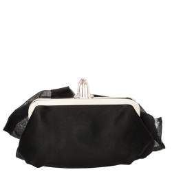 Christian Louboutin Black Satin Loubi Lula Clutch