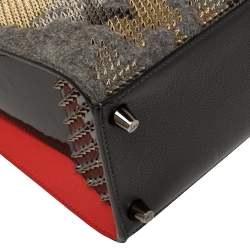 Christian Louboutin Multicolor Wool and Leather Medium Limited Edition Spike Camouflage Paloma Tote