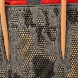 Christian Louboutin Multicolor Wool and Leather Medium Limited Edition Spike Camouflage Paloma Tote