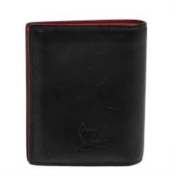 Christian Louboutin Black/Red Leather Clipsos Studded Bifold Wallet