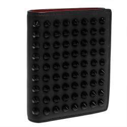 Christian Louboutin Black/Red Leather Clipsos Studded Bifold Wallet