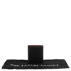 Christian Louboutin Black/Red Leather Clipsos Studded Bifold Wallet